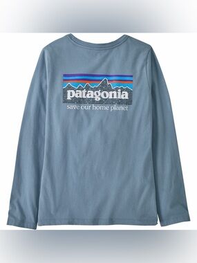 PATAGONIA REGENERATIVE ORGANIC COTTON LONG-SLEEVE T-SHIRT BLUE KIDS XXL